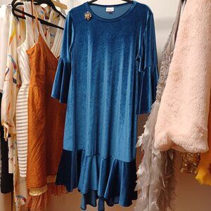 Lularoe Midnight Blue Velvet Mermaid Gyspy Dress M